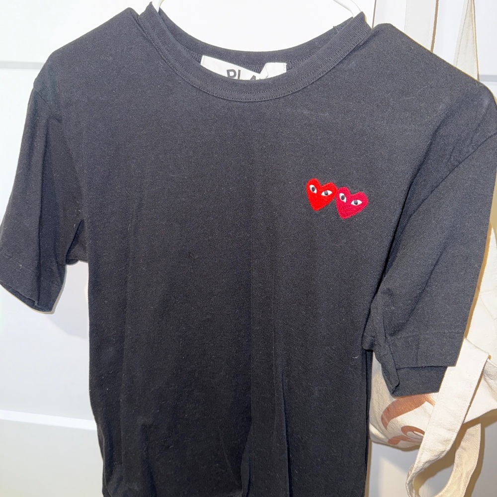 Comme des Garcons Black Tee with Red Heart Motif